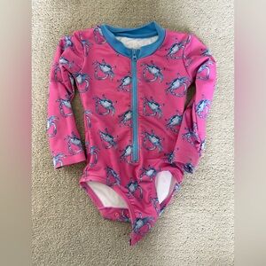 Toddler prodoh Pink Crab Print Long Sleeve One-Piece Swimsuit